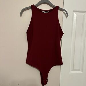 Sleeveless Burgundy Double Lined Bodysuit Snap Closure